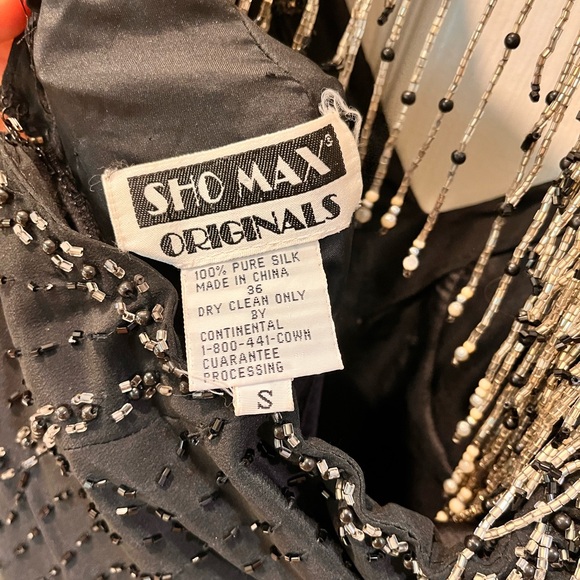 Embellished Vintage Gown, Black with Silver fringe - Picture 7 of 7